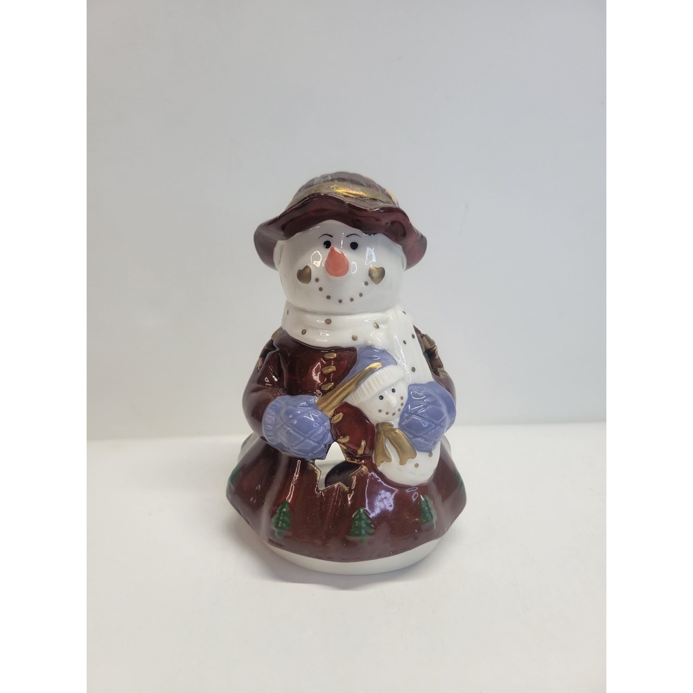 Holiday Ceramic Snowman Candle Holder Lantern‎ with Star Cutouts Christmas Decor